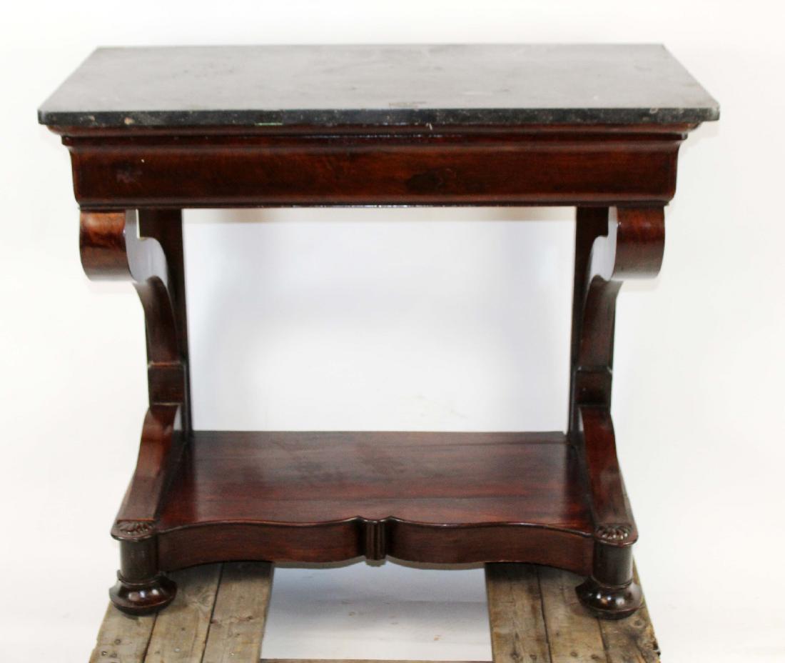 Directoire console in burled walnut with marble top (1 of 5)