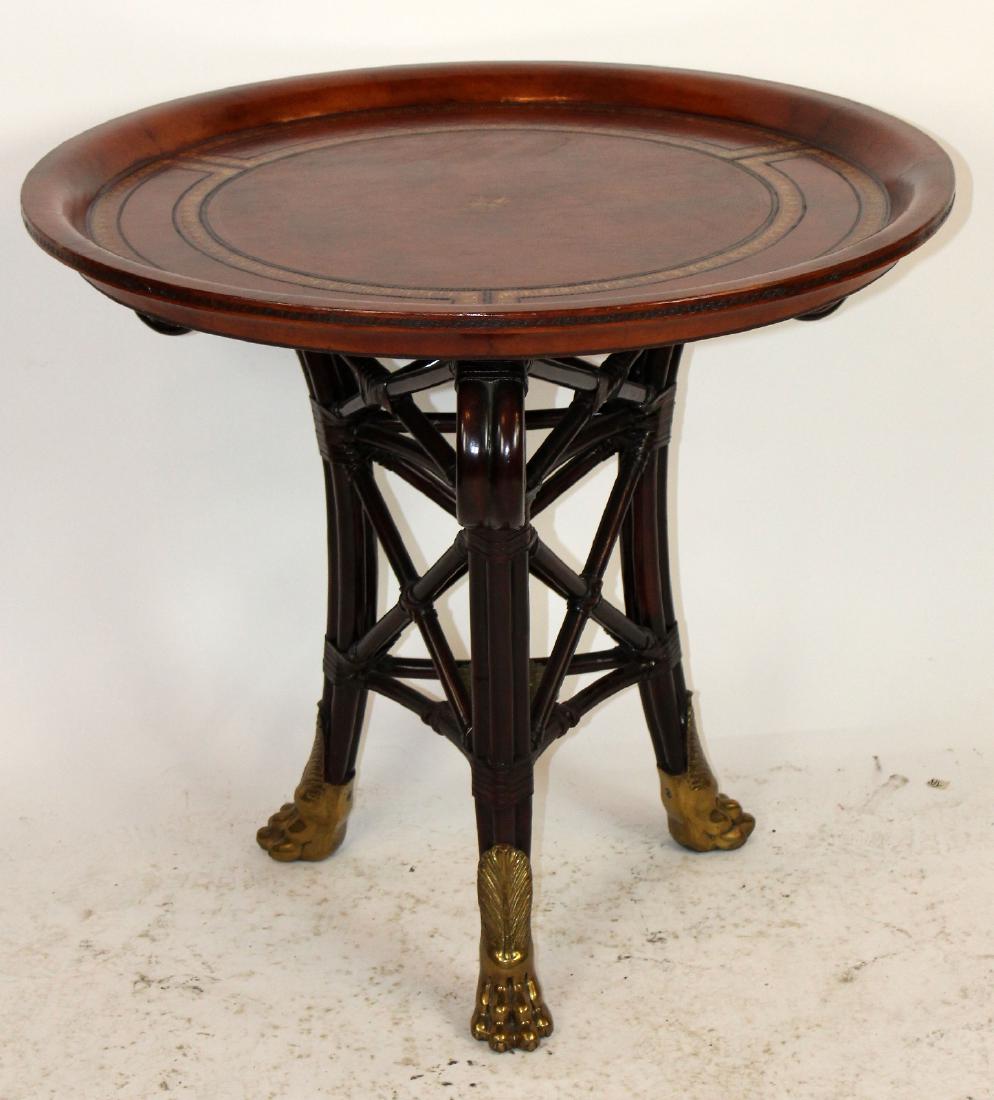 Maitland Smith round leather top side table (1 of 5)