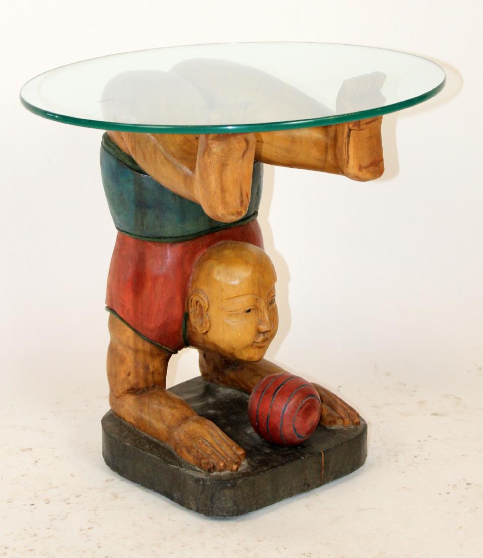 Figural carved glass top side table (1 of 4)
