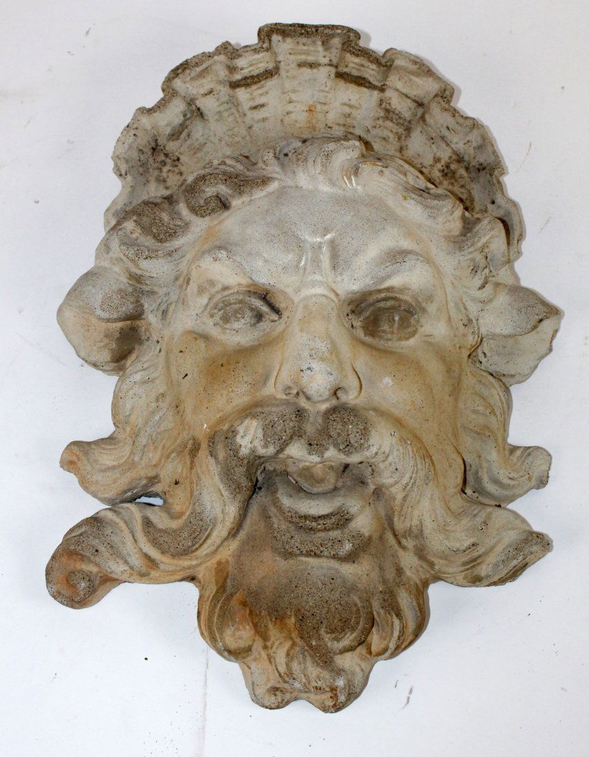 Cast concrete Bacchus mask (1 of 5)