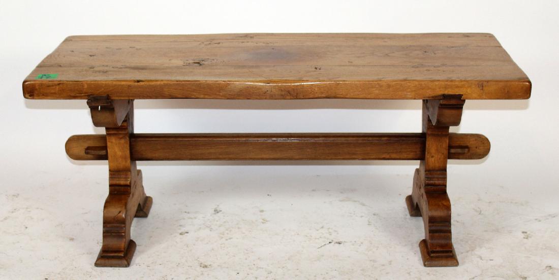 Rustic French oak coffee table with trestle base (1 of 5)