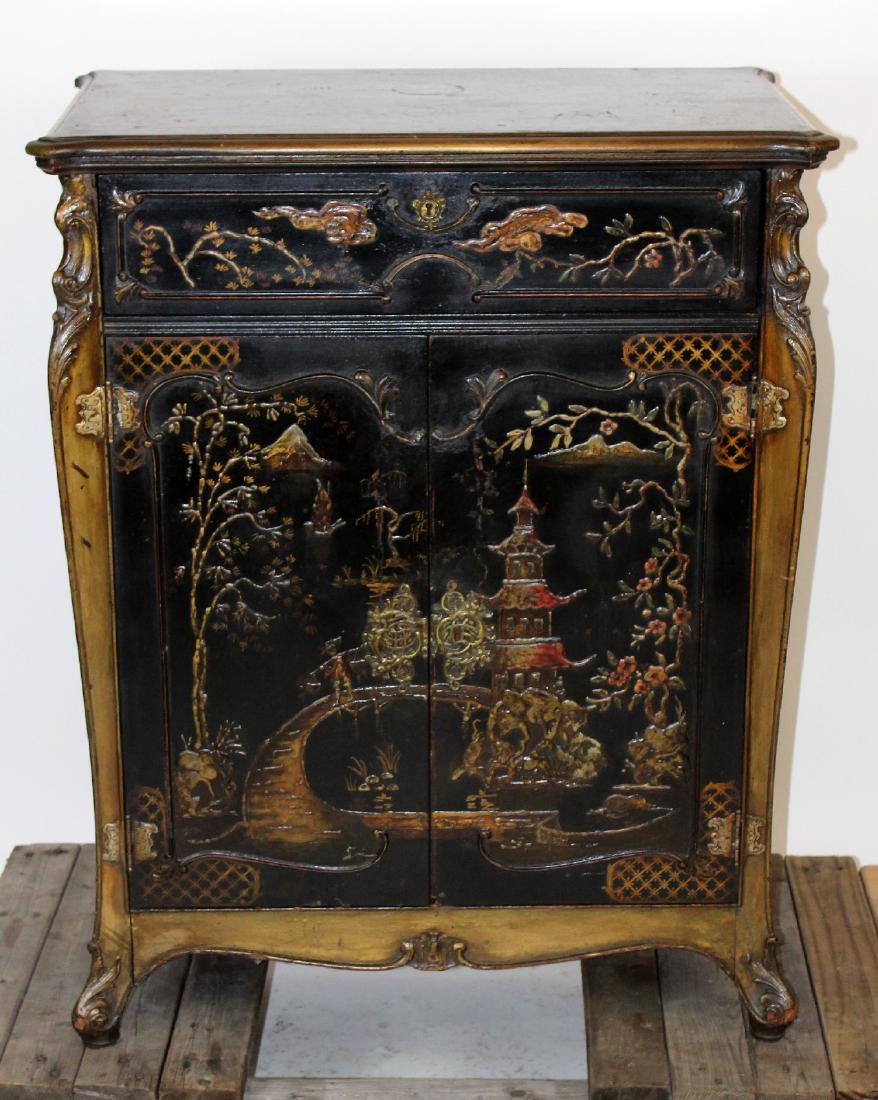 Chinoiserie style painted 2 door cabinet (1 of 6)