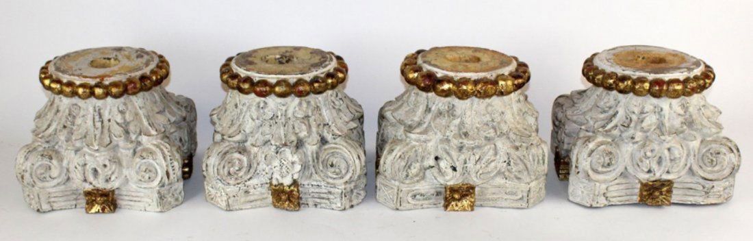 Lot of 4 Italian carved wood capitals (1 of 3)