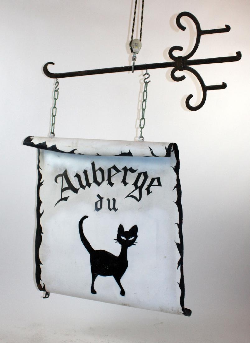 French double sided iron pub sign "Auberge du Chat" (1 of 4)