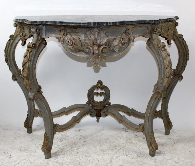 French Louis XV painted console with marble top (1 of 3)
