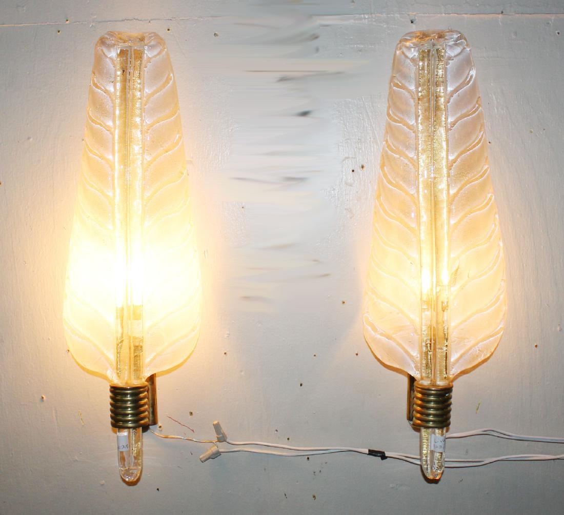 Pair of Italian Murano glass leaf sconces (1 of 6)