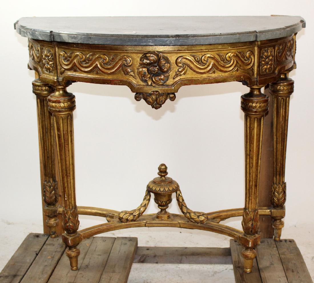 French Louis XVI giltwood console with marble (1 of 5)