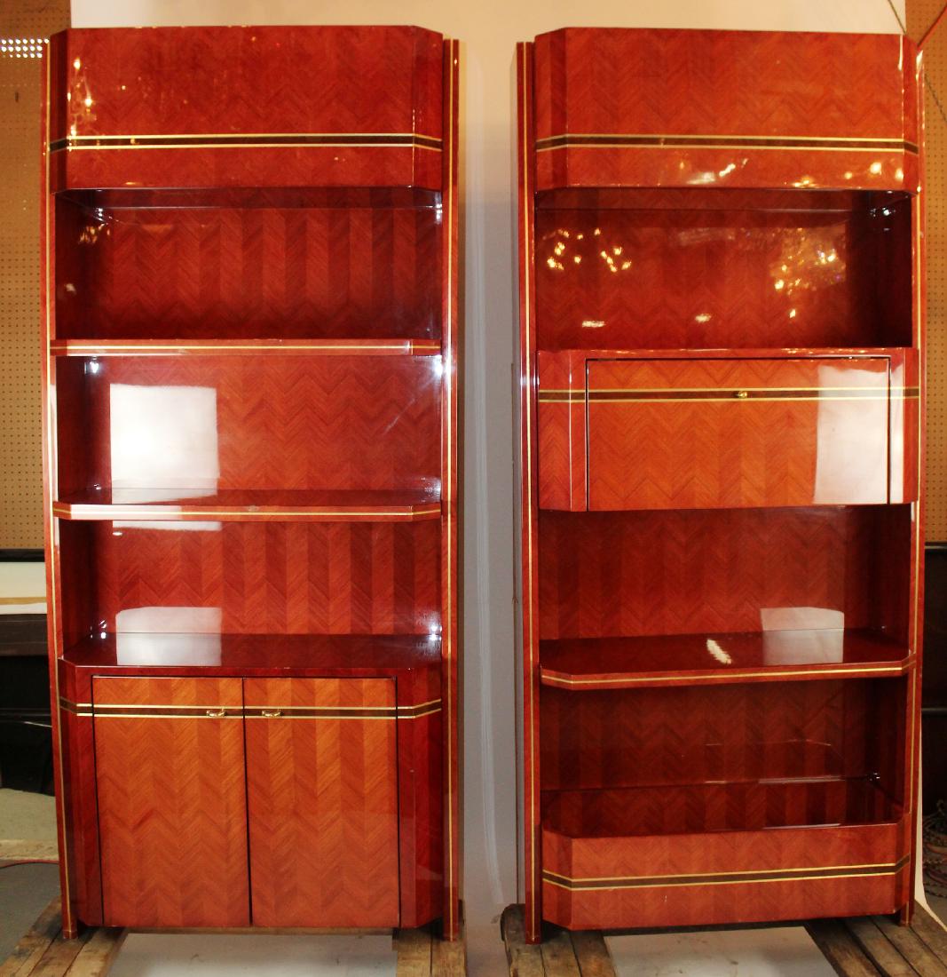 Pair of Art Deco style lacquered Rosewood bookcases. (1 of 6)