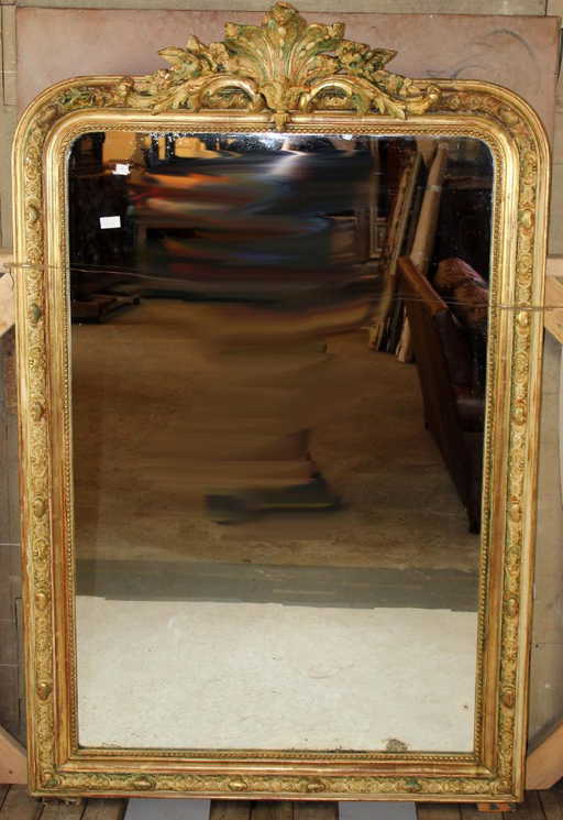 French Louis Xv Gold Leaf Mirror With Rocaille Carving