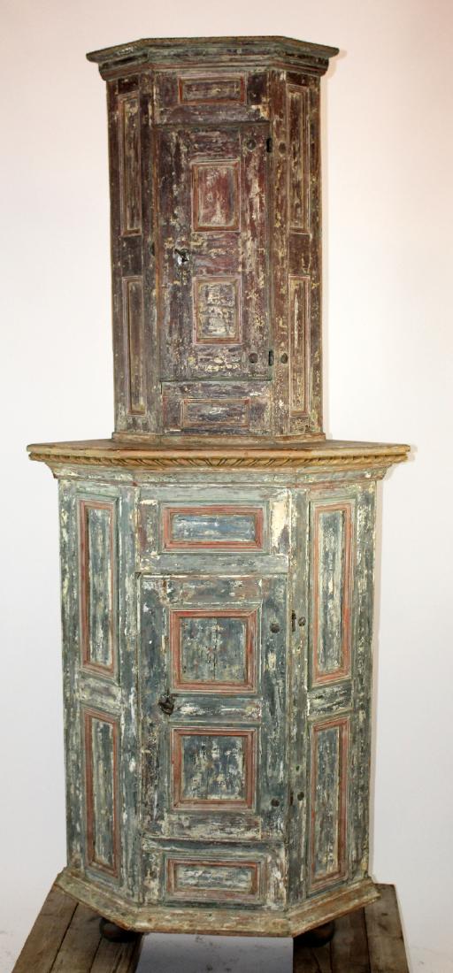 18th century Swedish painted corner cabinet (1 of 4)