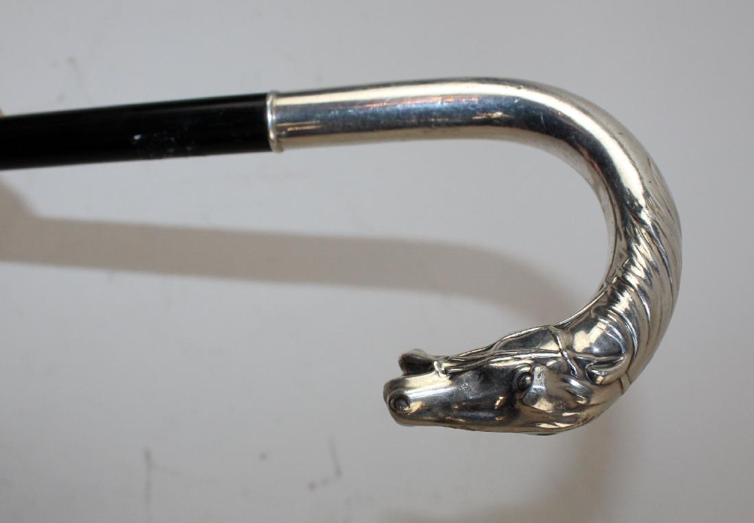 Russian silver horse head walking stick (1 of 3)
