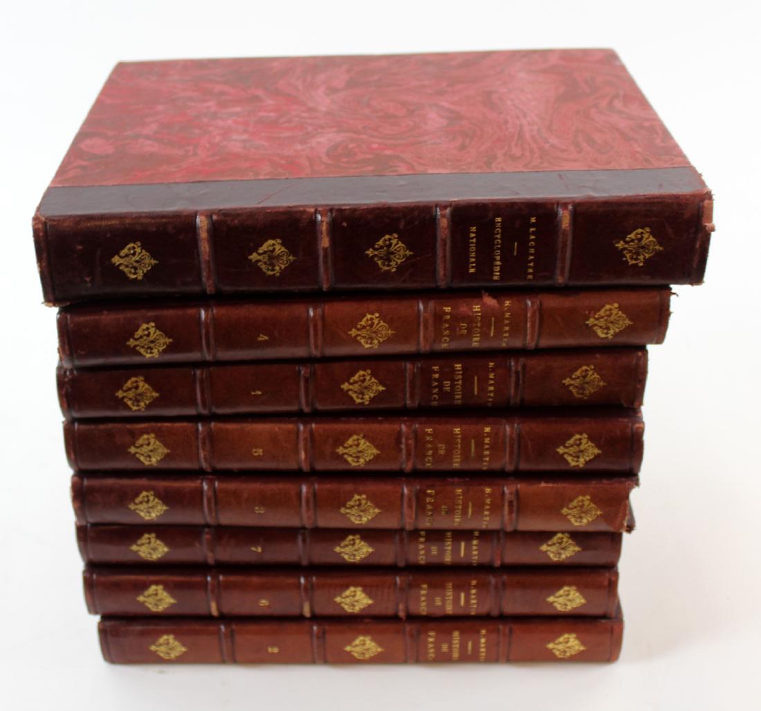 Set of 8 French red leather bound books (1 of 4)