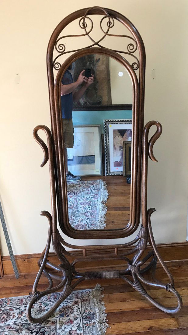 Turn of the centuryThonet style bentwood cheval mirror (1 of 4)