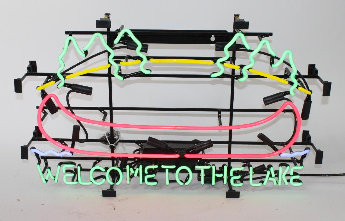 "Welcome to the Lake" neon sign