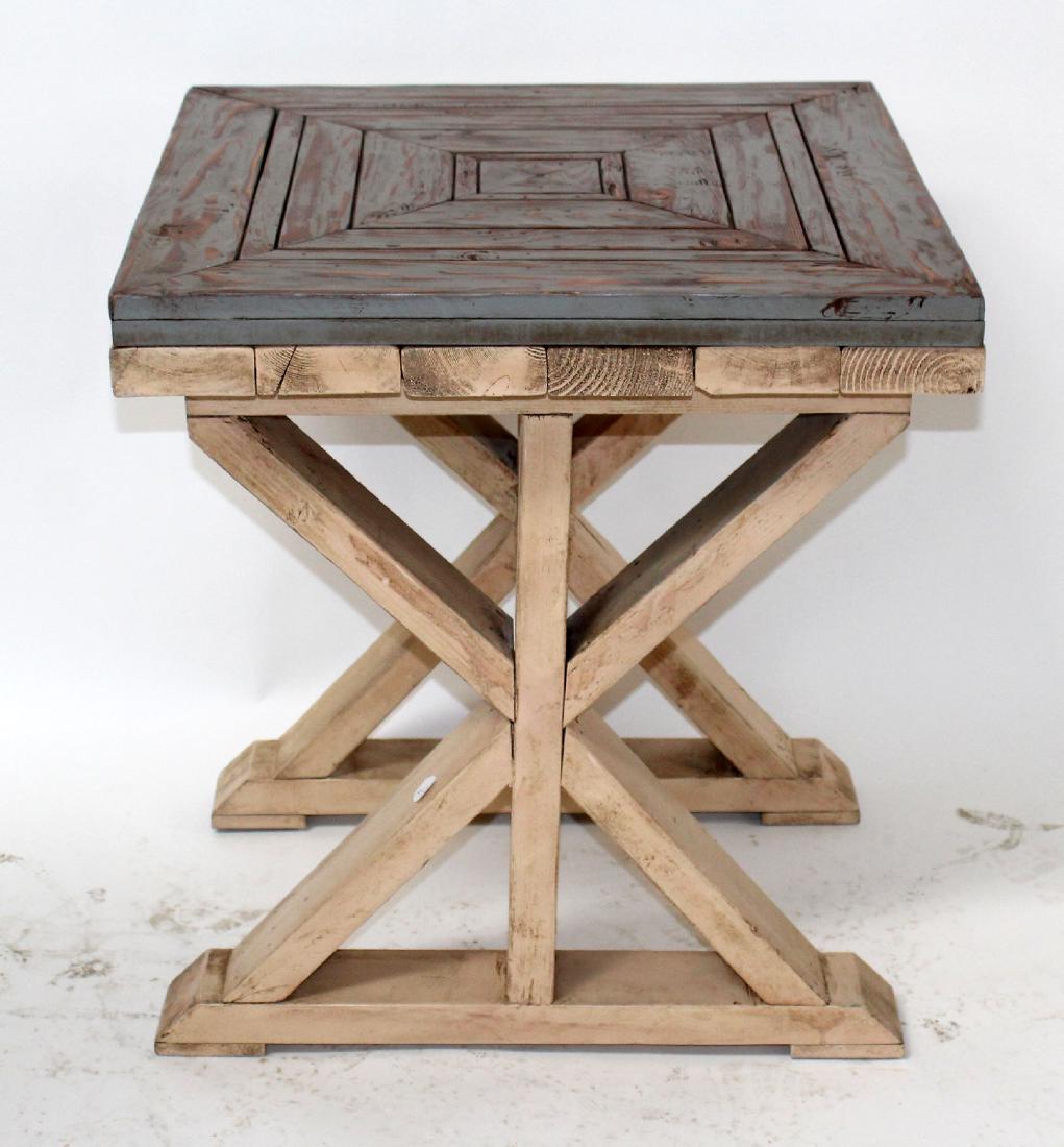 Rustic cross base painted side table (1 of 4)