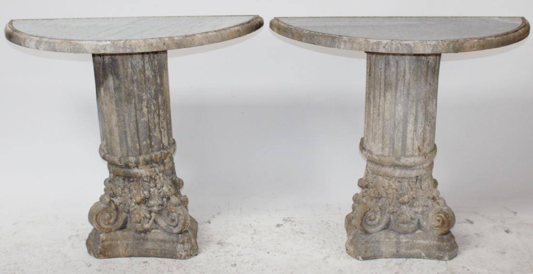 Pair of Corinthian column base console tables (1 of 6)