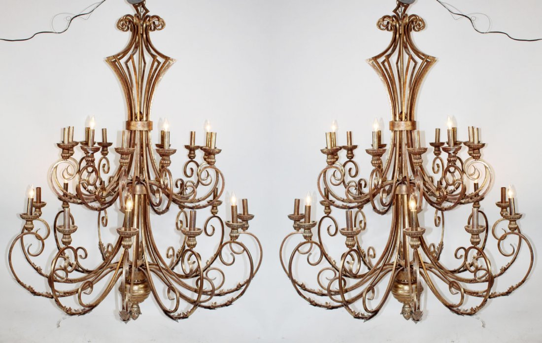 Pair of grand scale iron chandeliers (1 of 4)