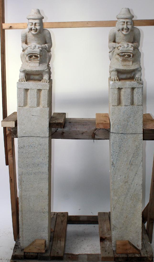 Pair of carved stone Chinese temple pillars (1 of 5)