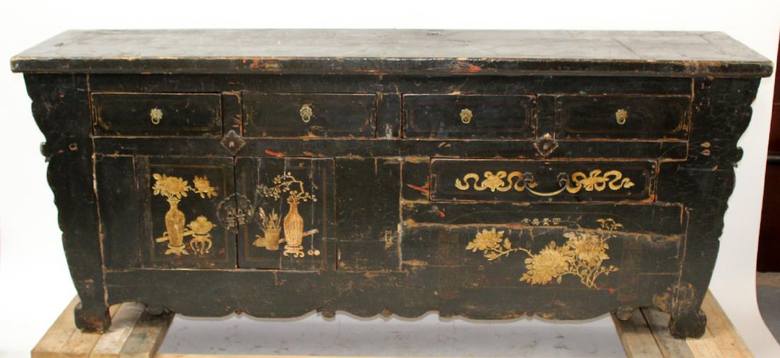 Chinese black painted sideboard with drawers (1 of 7)