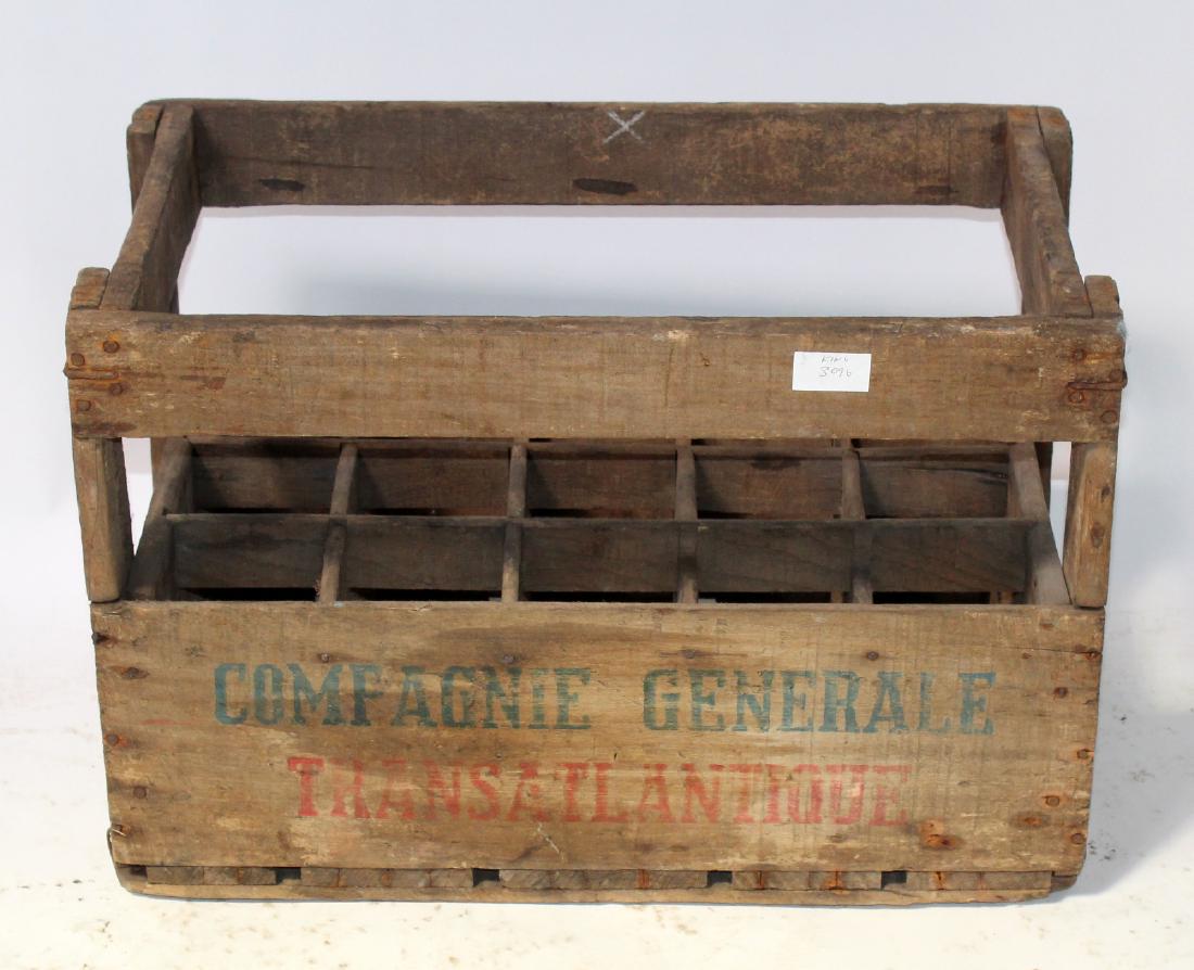 French wooden wine bottle crate: French wooden wine bottle crate 14"h x 20 5/8"w x 12"d