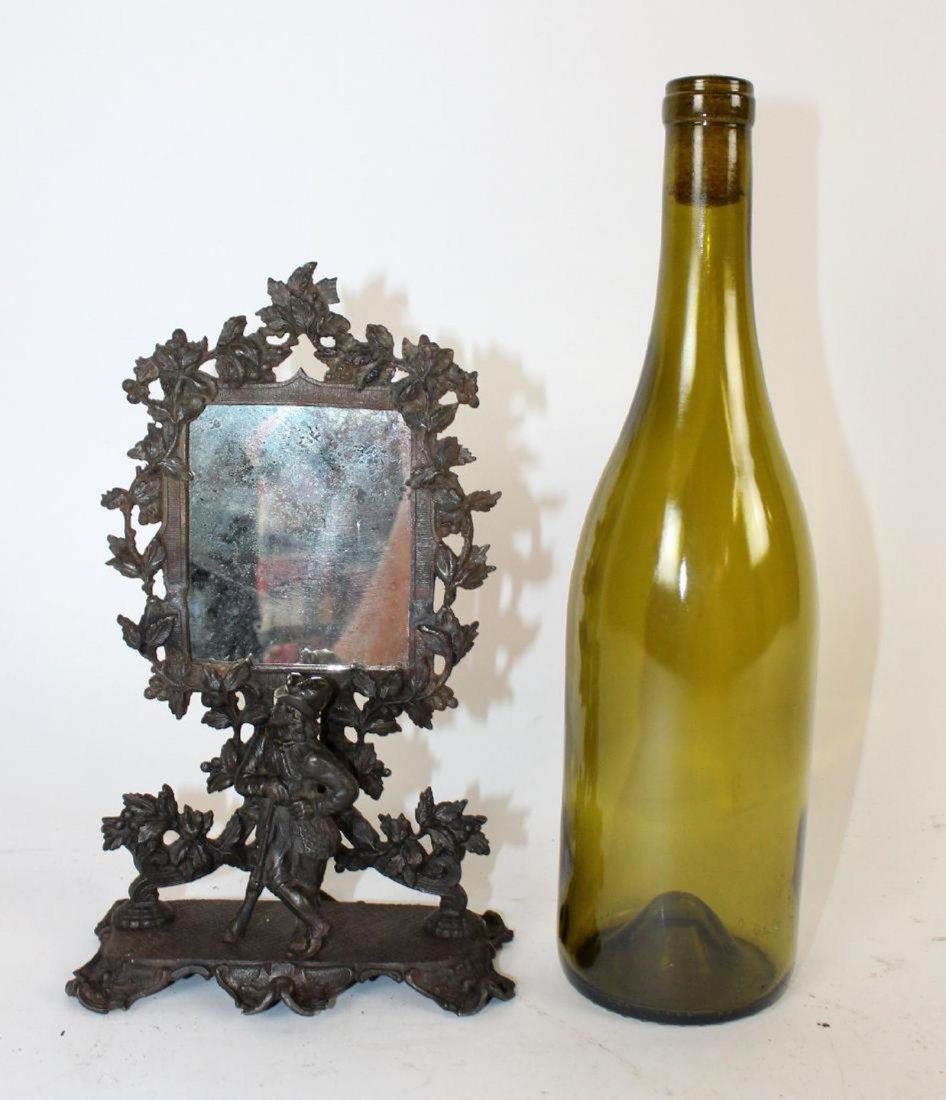 Miniature cast iron black forest style vanity mirror (1 of 5)