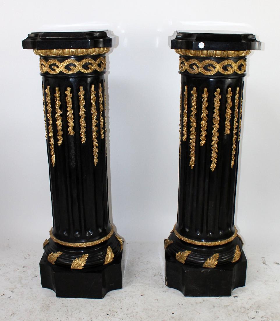 Pair of classical tessellated fluted marble pedestals (1 of 7)