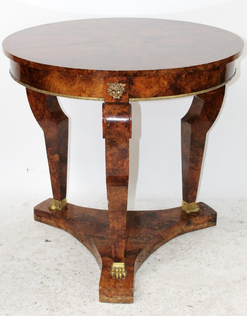 Empire style round gueridon table in burl walnut (1 of 6)