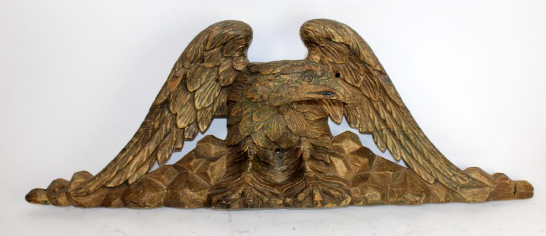 Carved wooden & gilded eagle overdoor plaque (1 of 3)