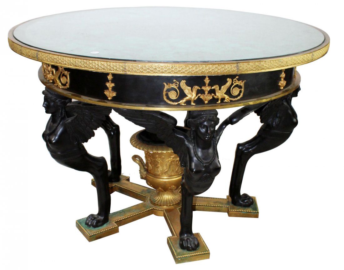 Russian Empire malachite & bronze center table (1 of 9)
