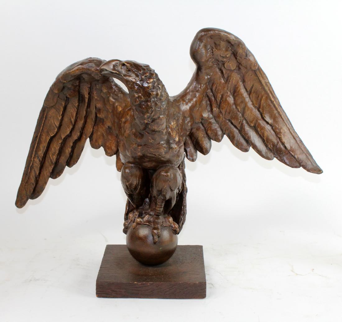 Bronze eagle on ball sculpture (1 of 5)
