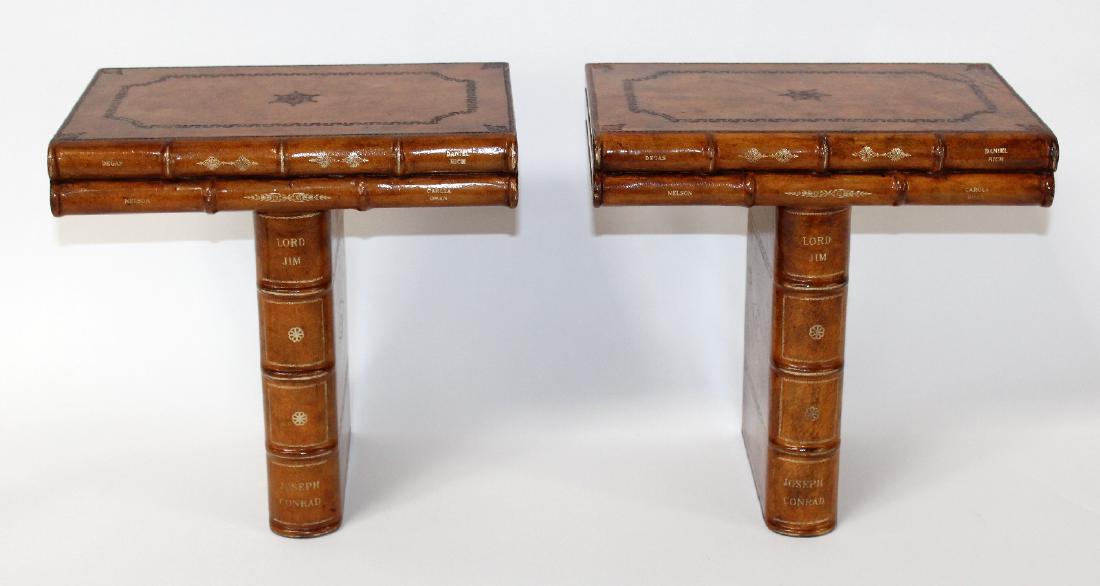 Pair of Maitland Smith leather wrapped wall shelves (1 of 4)