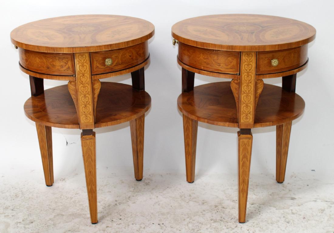 Pair of Italian marquetry round side tables (1 of 6)
