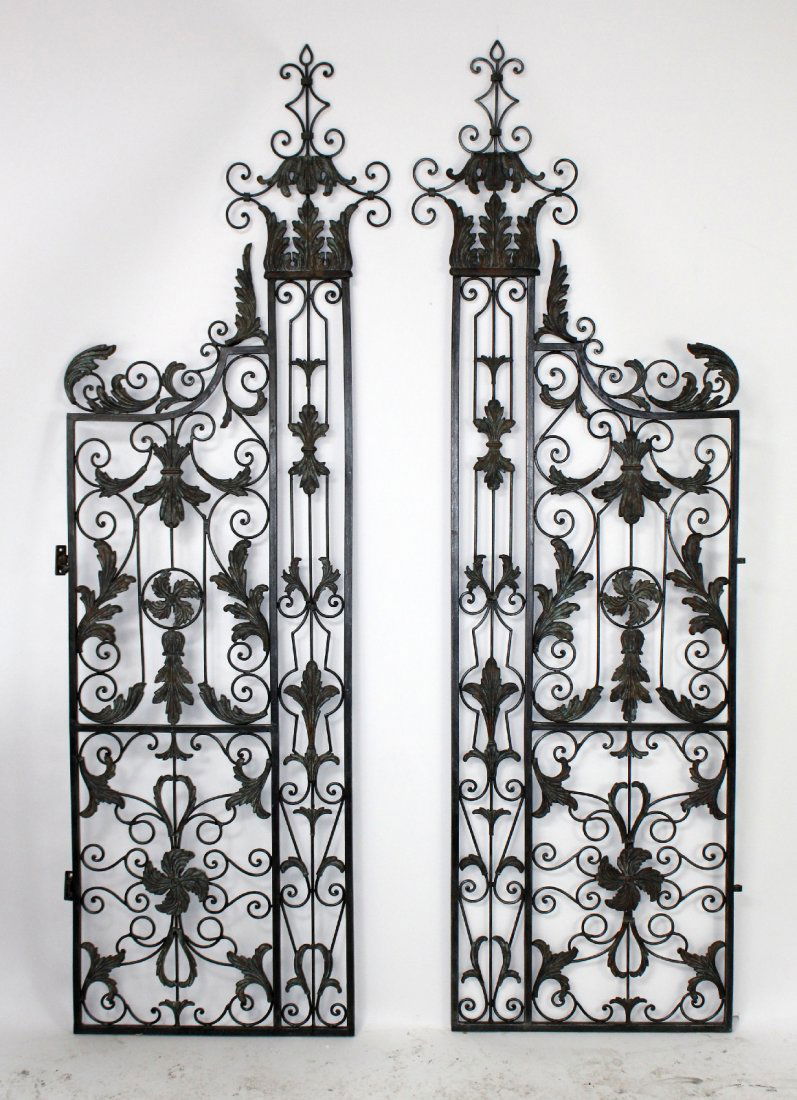 Pair of Maitland Smith scrolled iron garden gates (1 of 1)