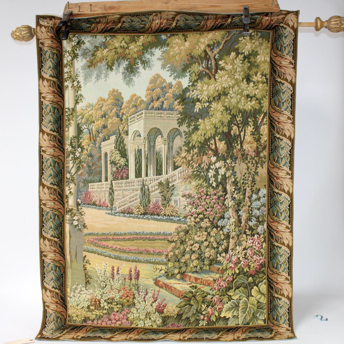 Machine made tapestry with terrace scene (1 of 4)