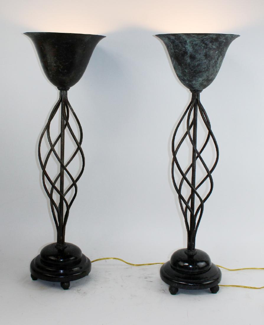 Pair of Maitland Smith iron base buffet lamps (1 of 4)