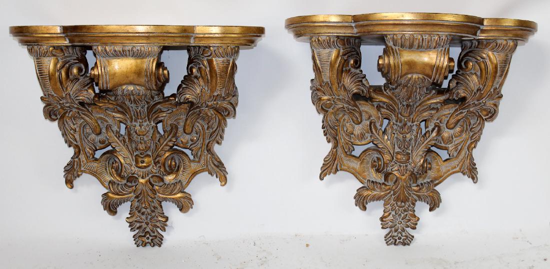 Pair of Maitland Smith gilt wall shelves (1 of 3)