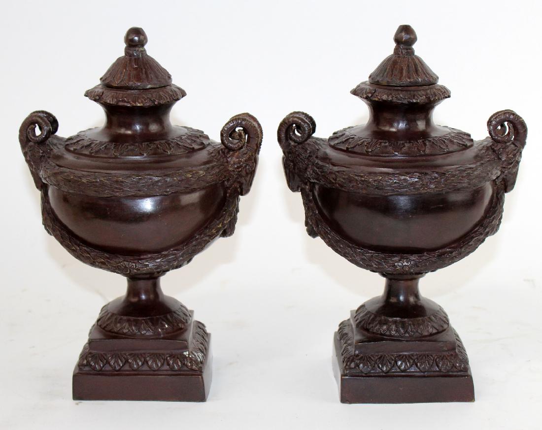 Pair of Maitland Smith miniature bronze urns (1 of 5)