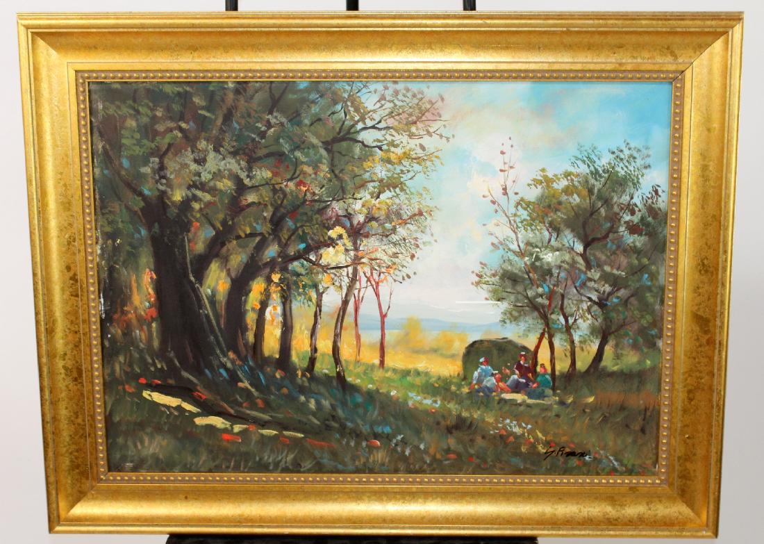 Oil on canvas depicting picnic scene (1 of 5)