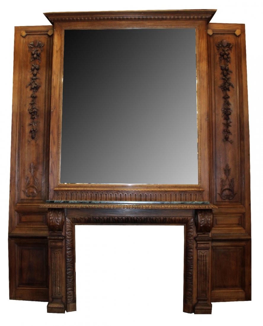 French Louis XVI style carved fireplace mantel (1 of 9)