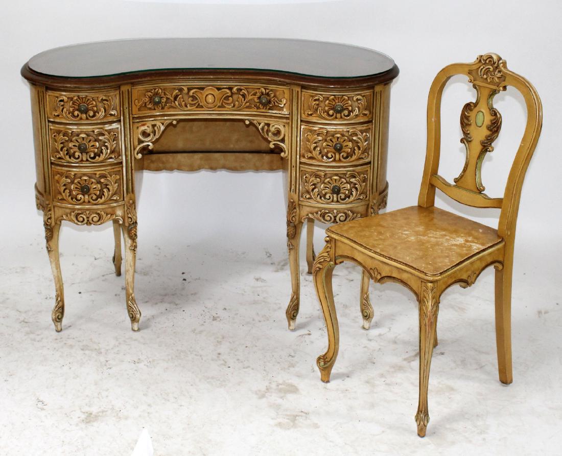 Louis XVI style painted vanity with chair (1 of 5)