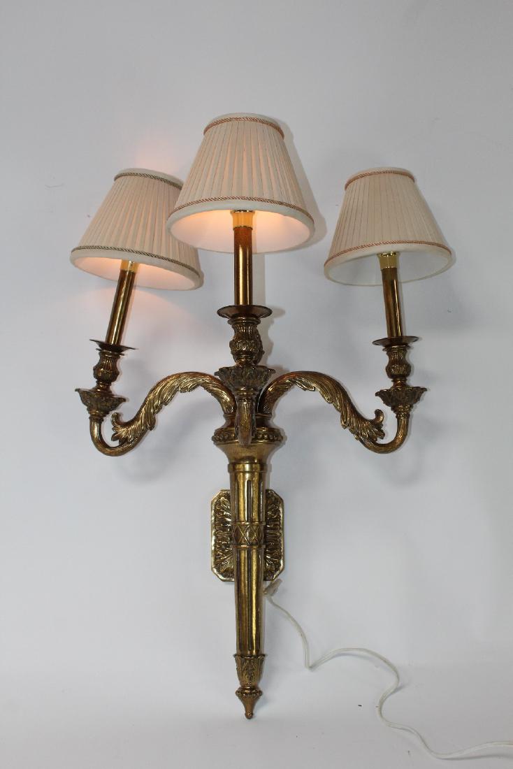 Maitland Smith 3 arm bronze sconce with pineapple (1 of 5)