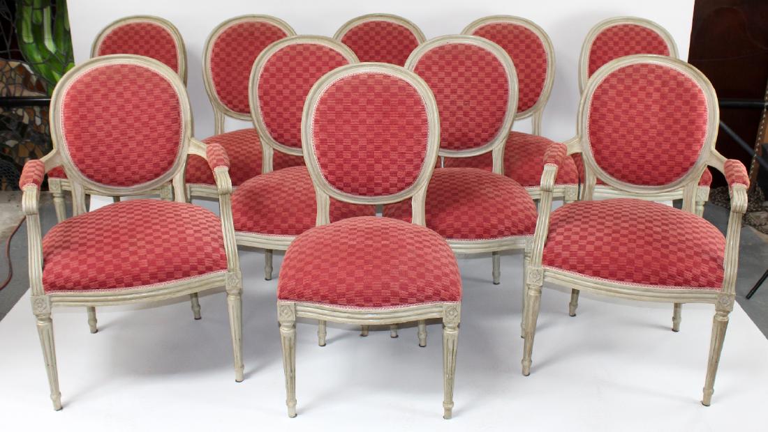 Set of 10 Louis XVI style balloon back chairs (1 of 5)