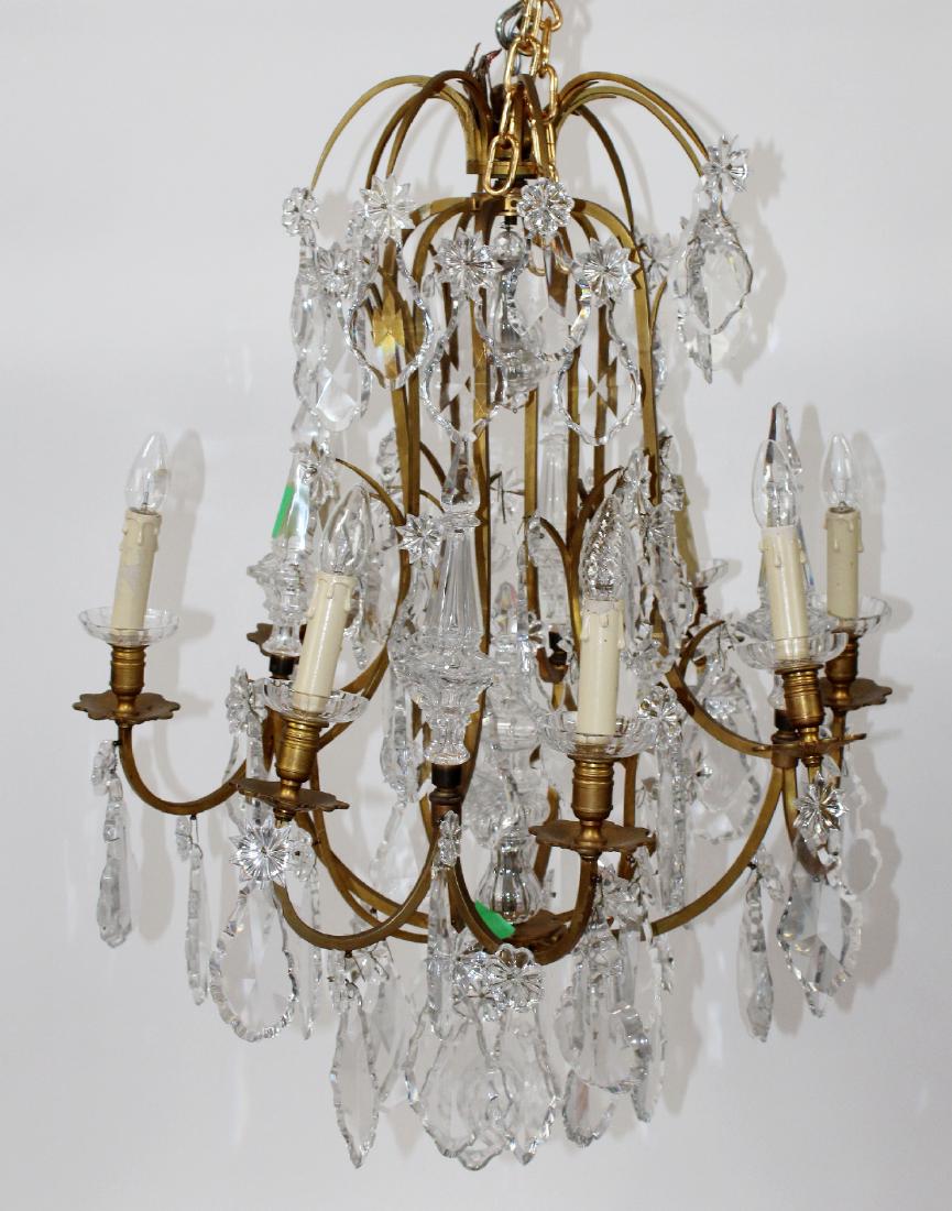 French bronze and crystal 8 light chandelier (1 of 7)