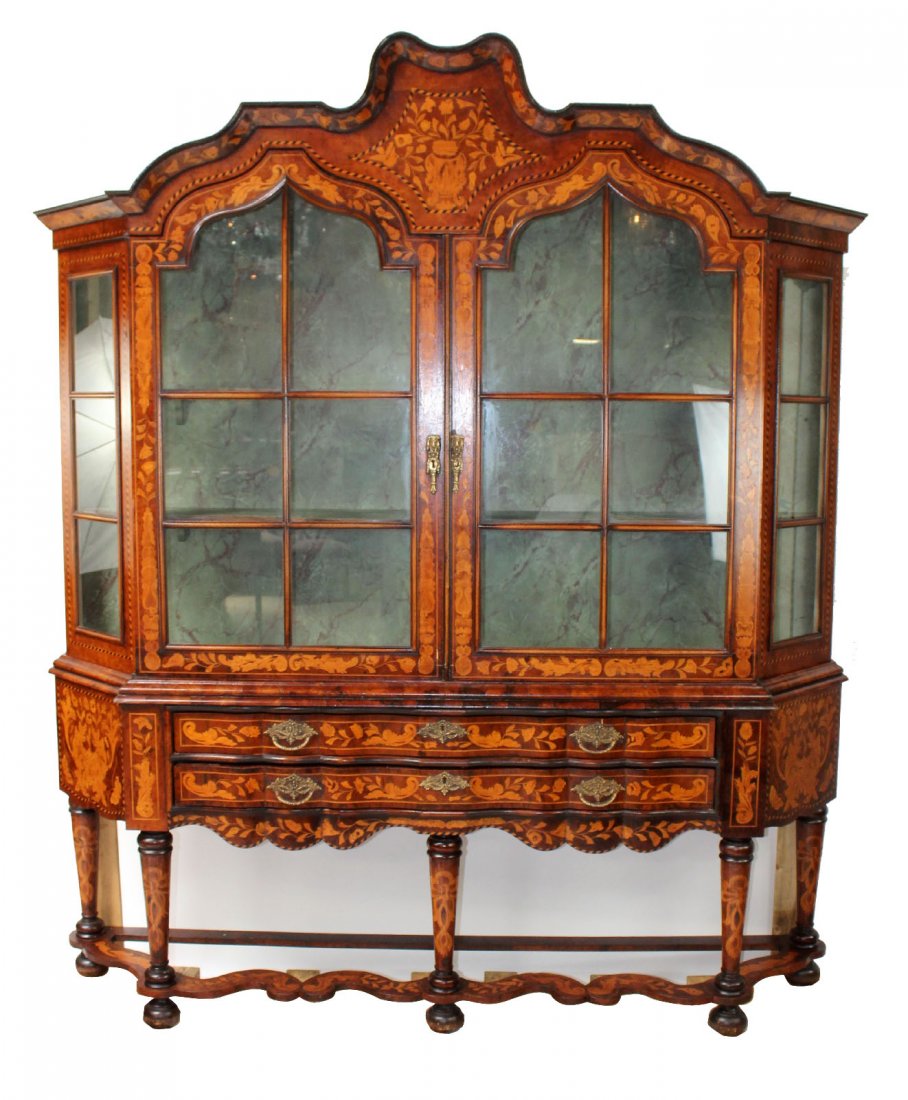 Exceptional Dutch marquetry vitrine (1 of 7)