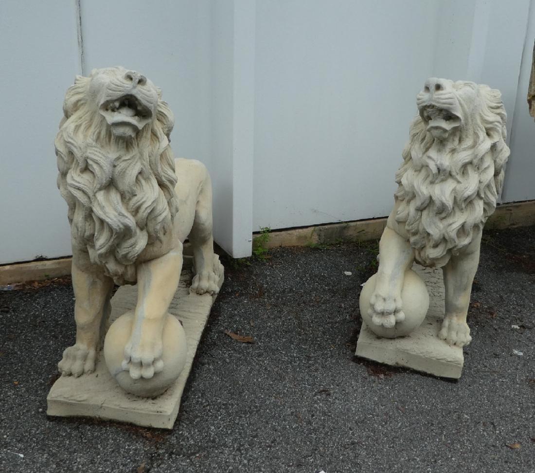 Pair of Belgian cast stone entry lions (1 of 7)