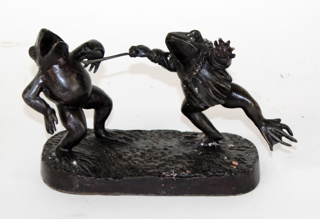Maitland Smith bronze statue of jousting frogs (1 of 4)