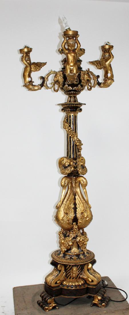 Italian 3 arm polychrome bronze torchere (1 of 6)