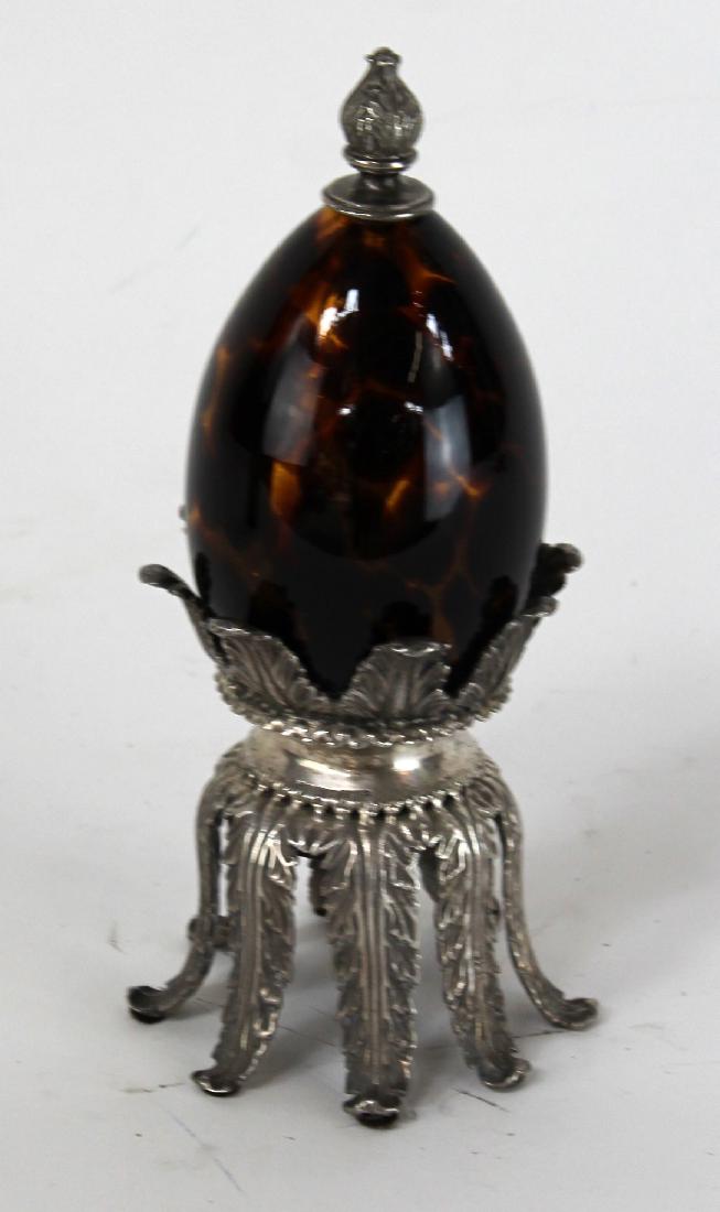 Maitland Smith art glass egg on pewter base: Maitland Smith art glass egg on pewter base 11"h x 5"w
