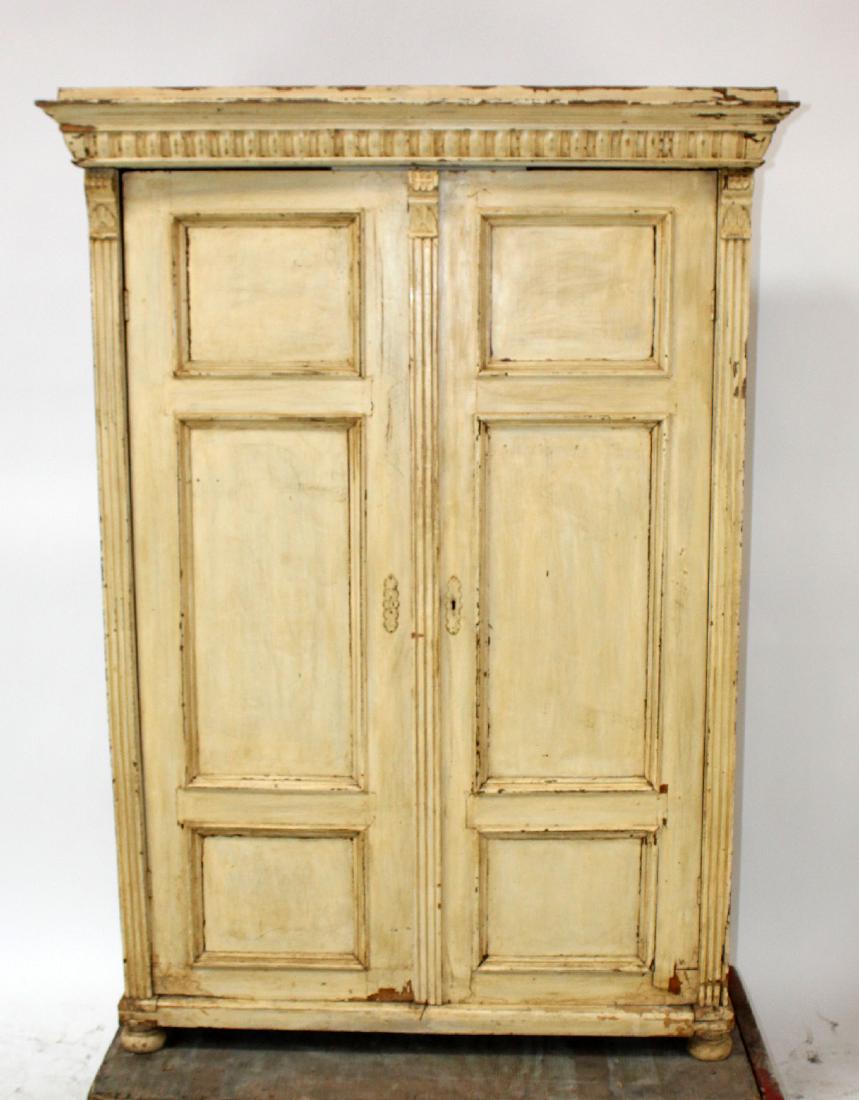 Painted French Provincial 2 door wardrobe on bun feet (1 of 5)