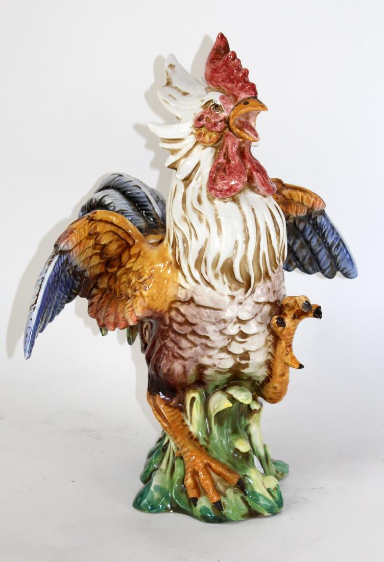 Large painted ceramic rooster (1 of 4)
